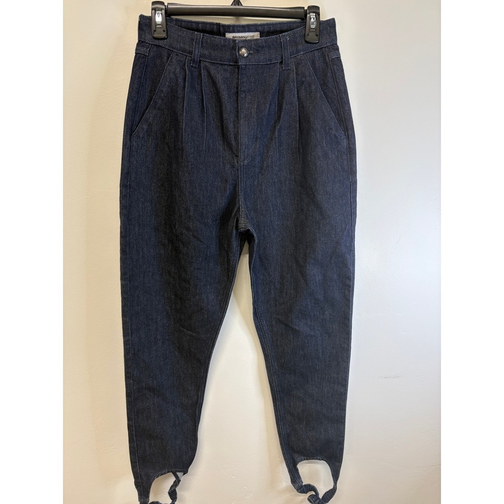 Baykan Denim High Rise Pleated Stirrup Jeans Indigo Blue Size 28 T06271